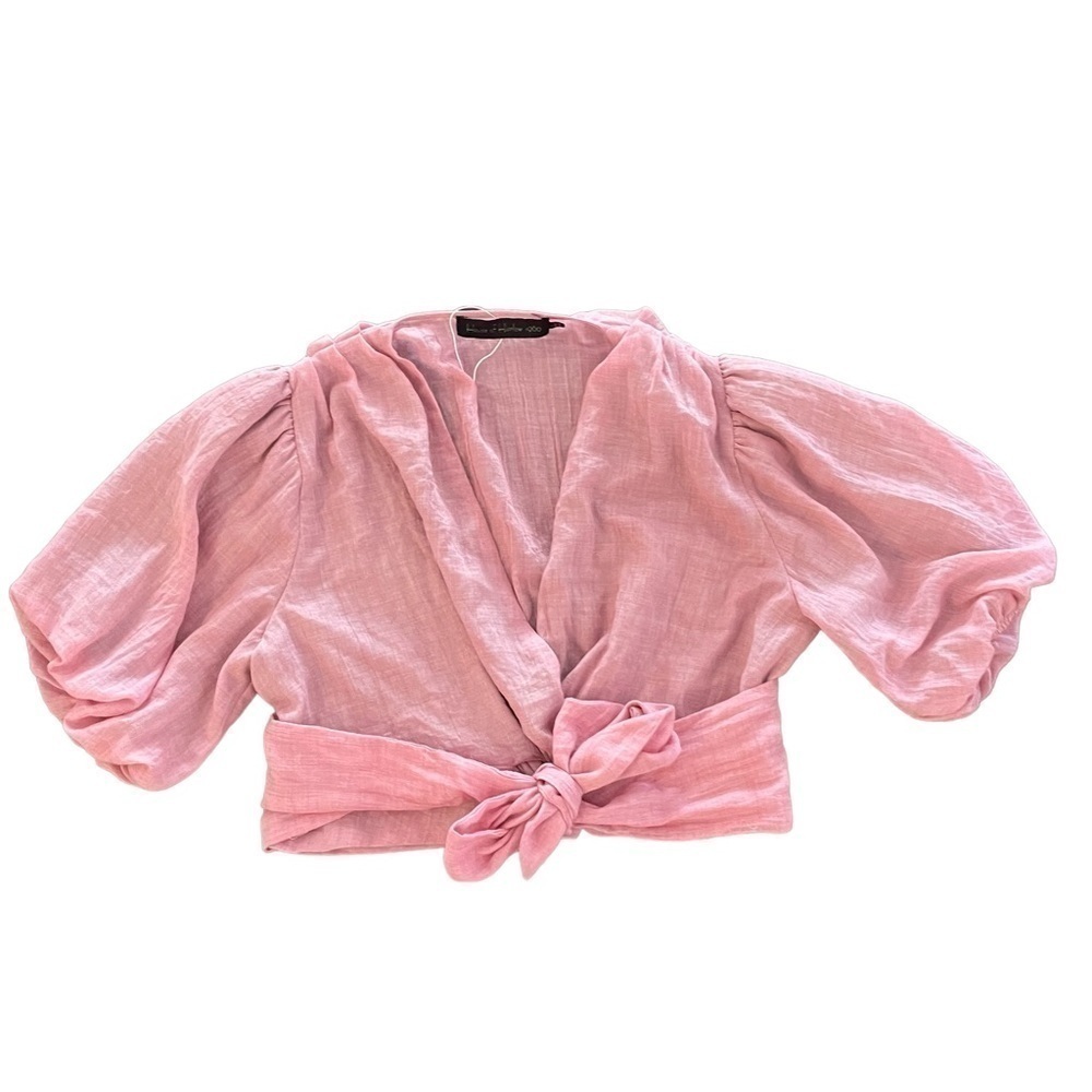House of Harlow 1960 x Revolve Puff Sleeve Cropped Tie Top, Size S